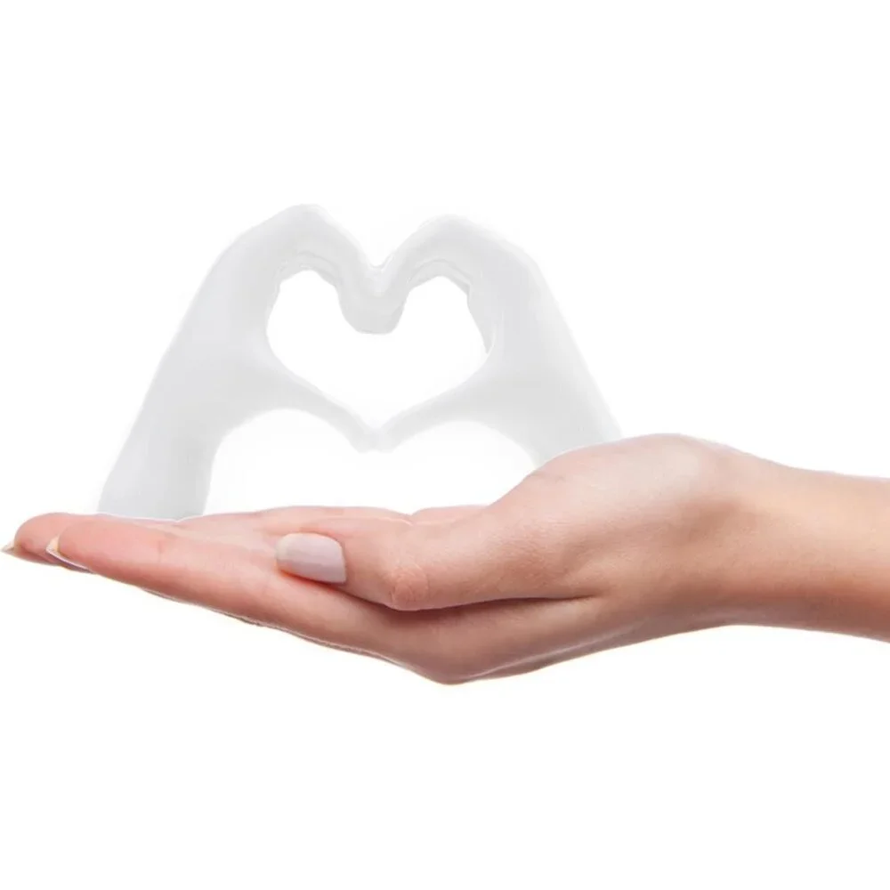 Small White Heart Hands Sculpture Decor for Living Room Bedroom Bookshelf